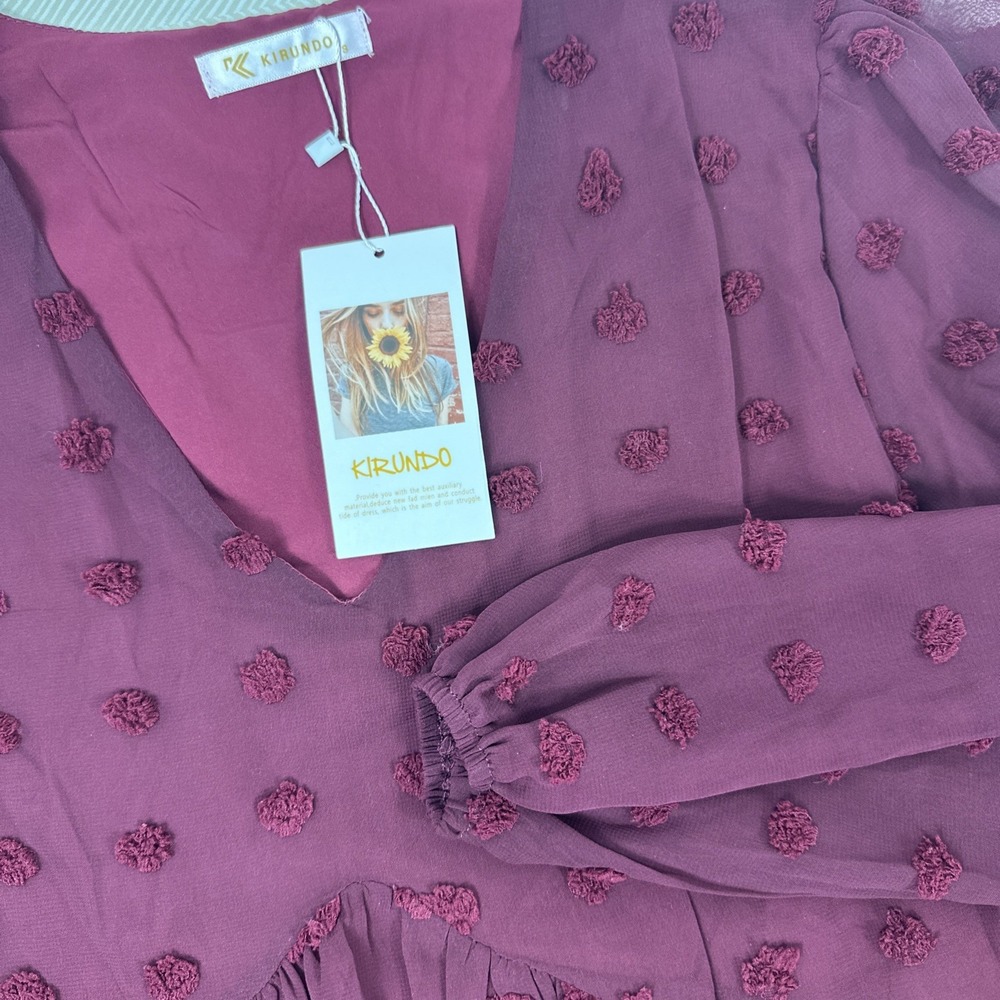 NWT Kirundo Dress Womens Small Long Sleeve V-Neck Ruffle Tiered‎ Babydoll Lined